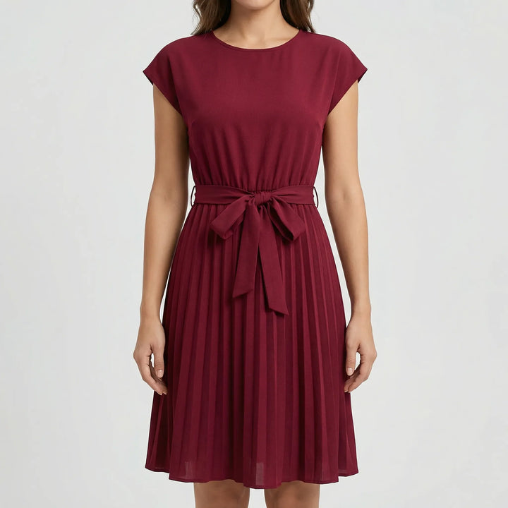 Florvene - Short-Sleeve Pleated Midi Dress