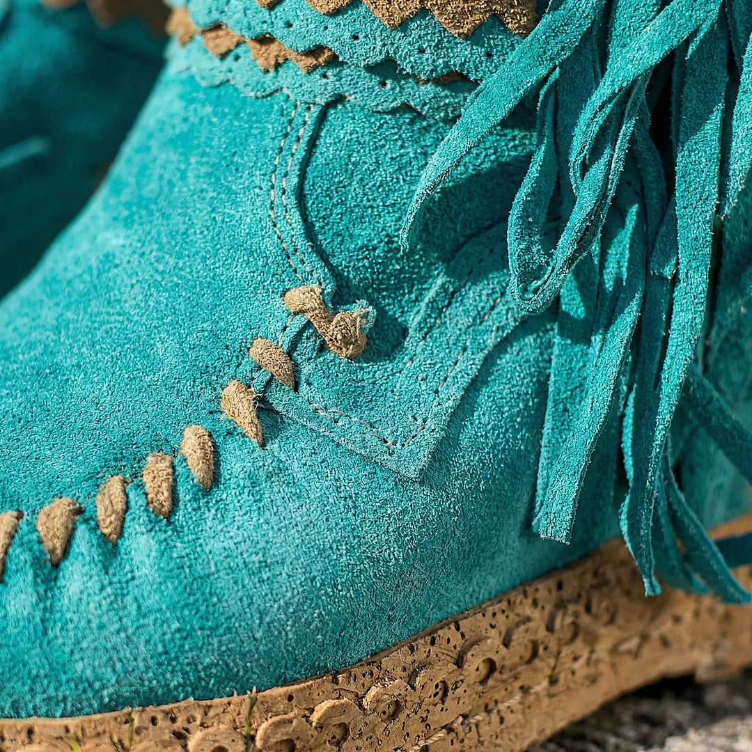 Fringella - Fringe Ankle Boot With Flat Sole