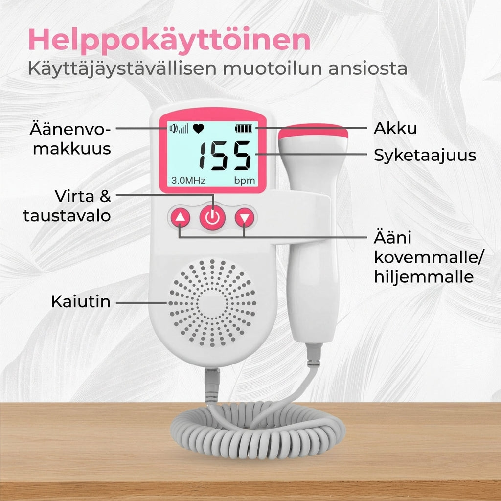 Sikiön sykemittari ultraäänellä ja LCD-näytöllä