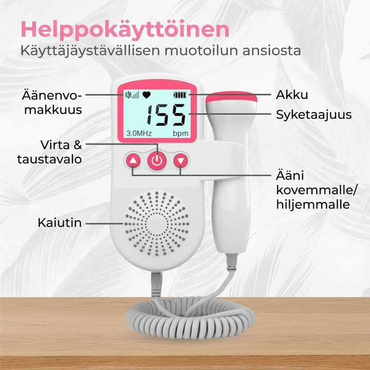 Sikiön sykemittari ultraäänellä ja LCD-näytöllä