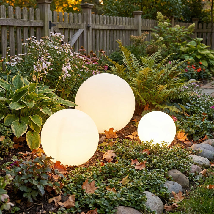 Aurinkokäyttöinen puutarhapallovalaisin – langaton, vesitiivis ulkolamppu