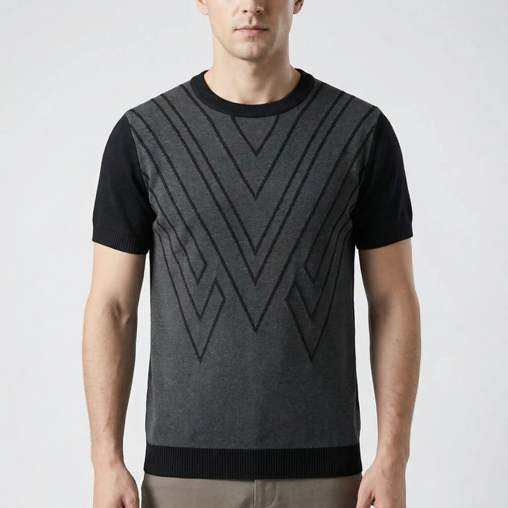 Geovex - Short Sleeve Geometric Knit Top