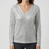Kimalle V-kaula Pullover Toppi Naisille