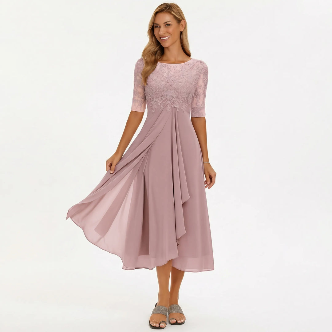 Gracielle - Lace Bodice Flowy Midi Dress