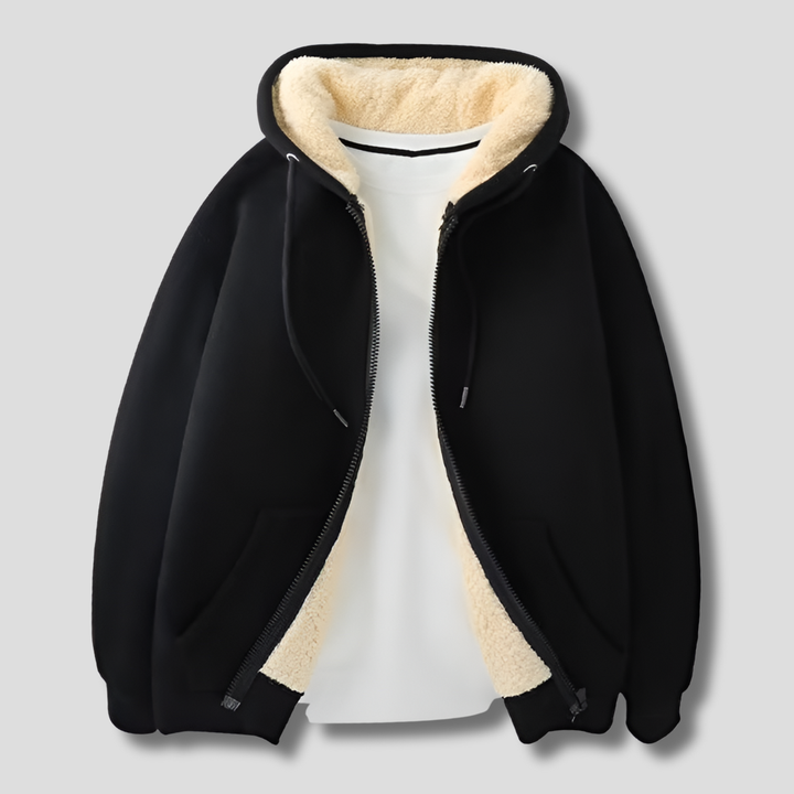 Lämpö fleece-vuorattu talvi huppari takki miehille
