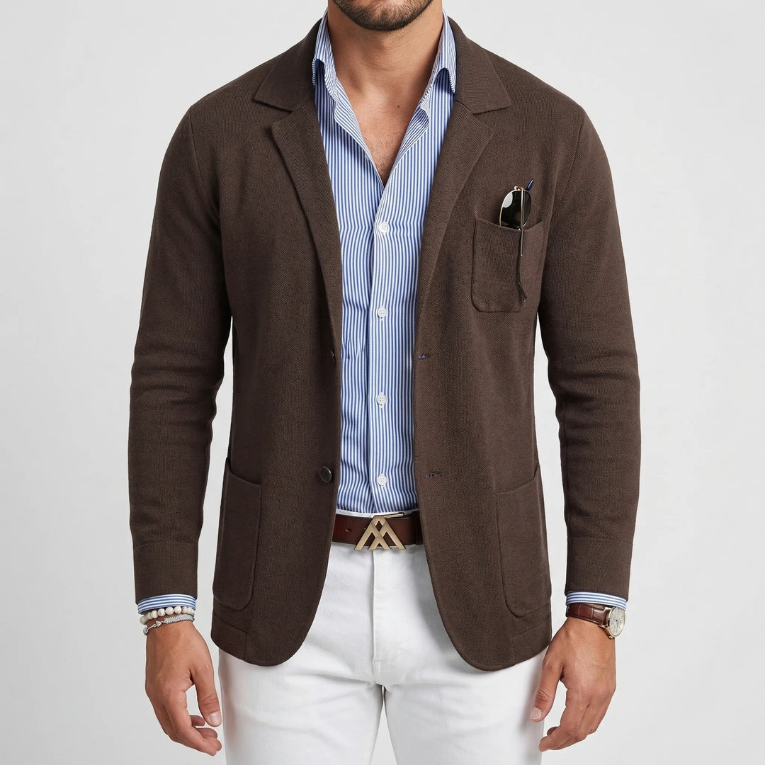 Klavorn - Lapel Collar Knit Blazer For Men