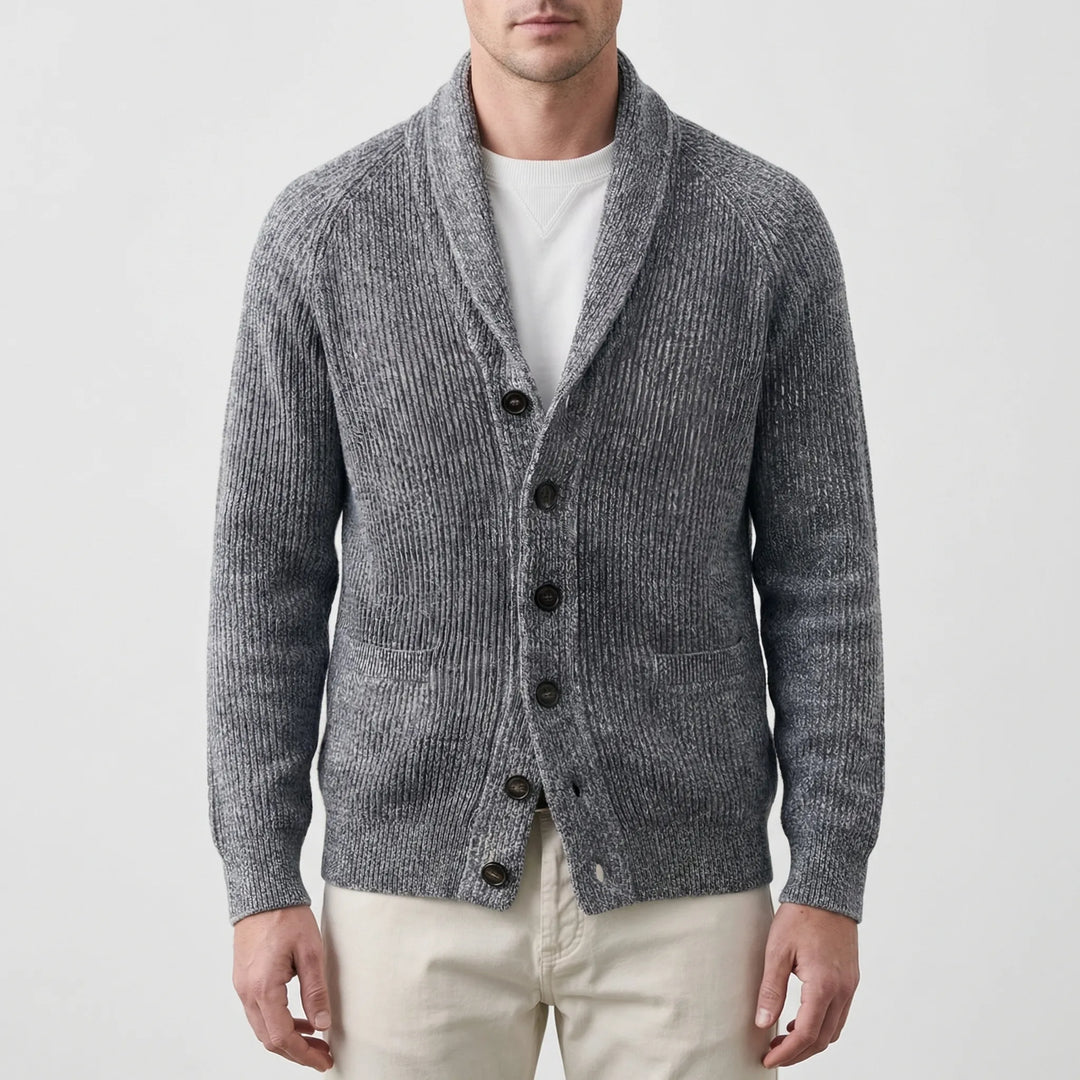 Knitoro - Shawl Collar Button-Front Knit Cardigan