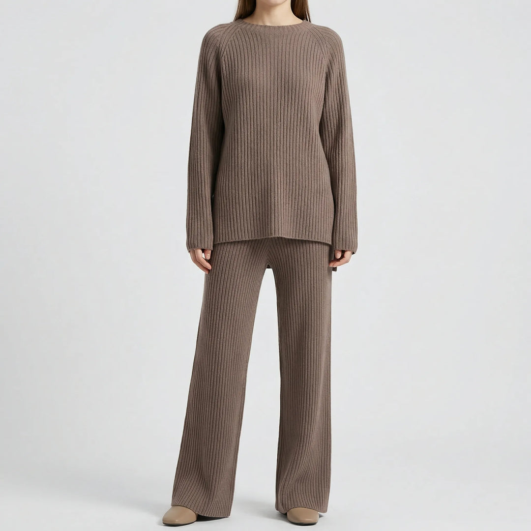Knivelle - Ribbed Knit Two-Piece Sweater Set