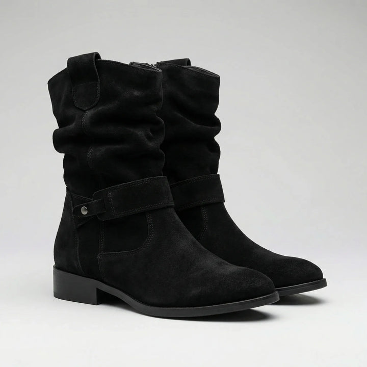 Kressla - Low Block Heel Slouch Ankle Boot
