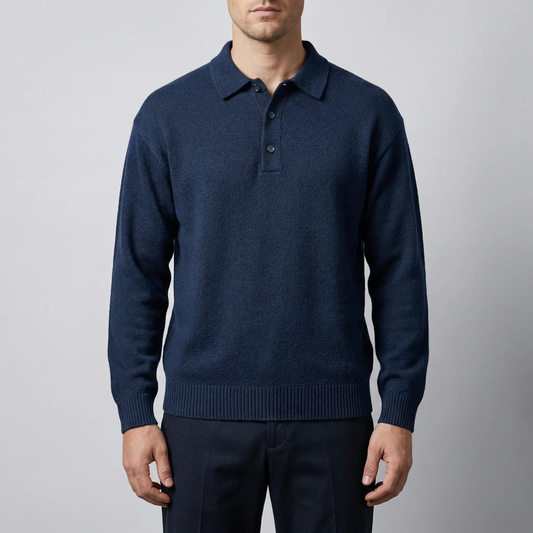 Krestol - Fine-Knit Long Sleeve Polo Sweater