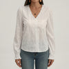 Pitkähihainen pitsireunus V-kaula blouse