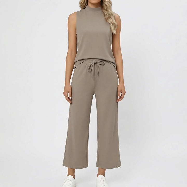 Louniva - Matching Sleeveless Top And Wide-Leg Pants Set