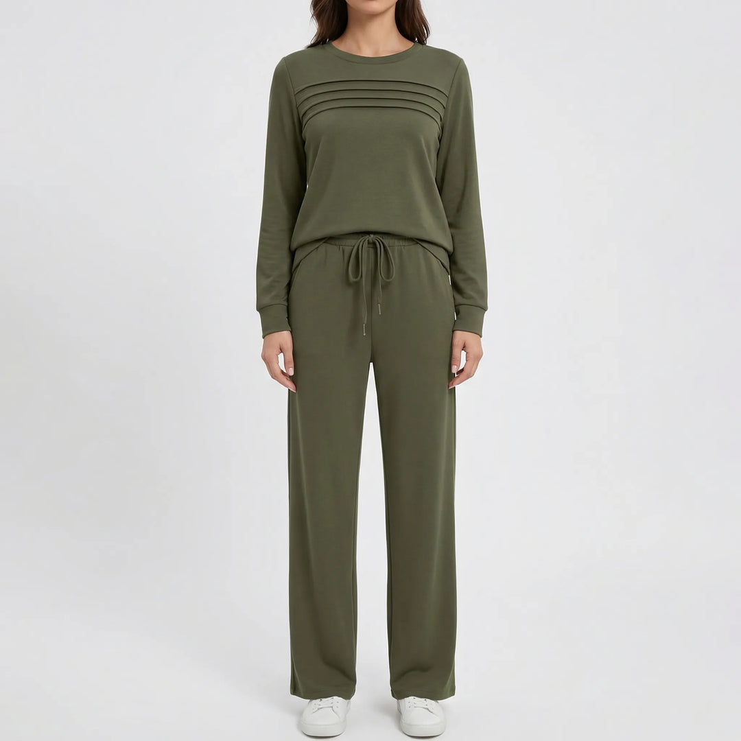 Lounvera - Mock Neck Long-Sleeve Lounge Set
