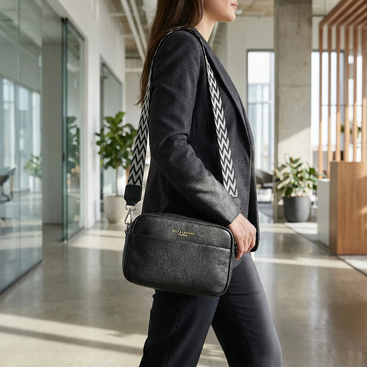 Luxivane - Structured Crossbody Bag With Patterned Strap