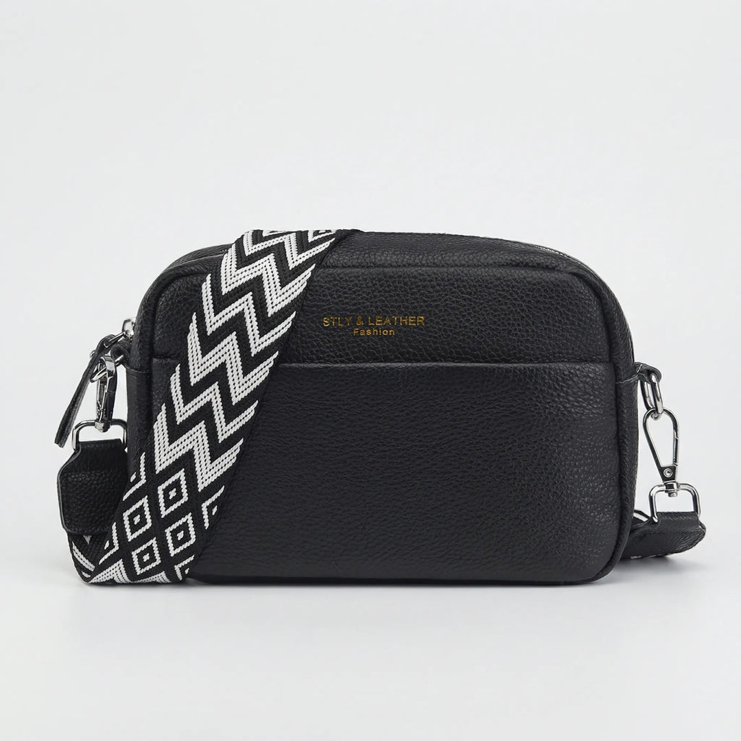 Luxivane - Structured Crossbody Bag With Patterned Strap