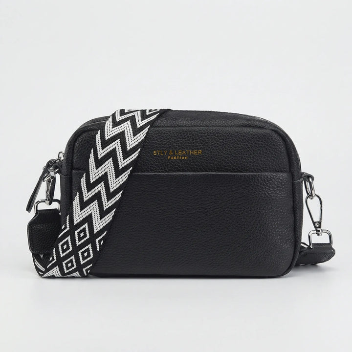 Luxivane - Structured Crossbody Bag With Patterned Strap