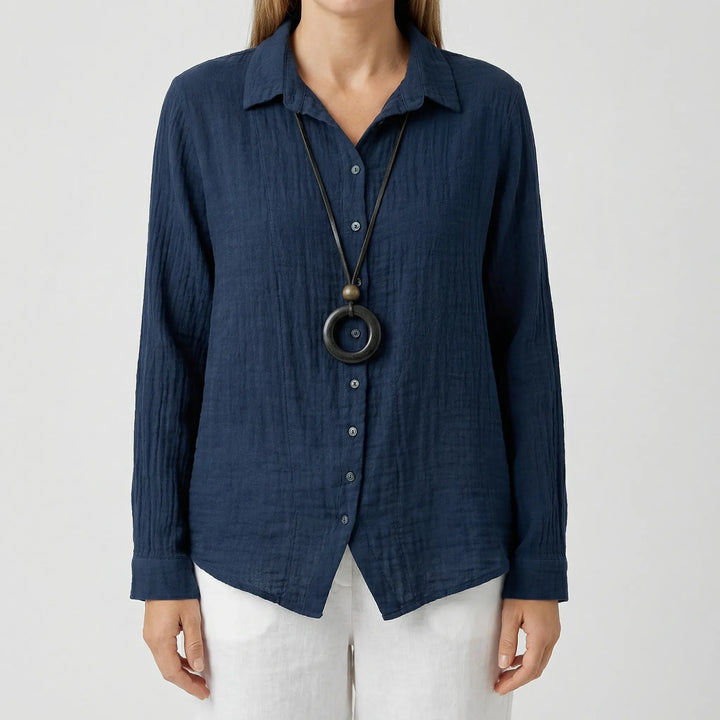 Navorra - Long Sleeve Button-Front Women's Shirt