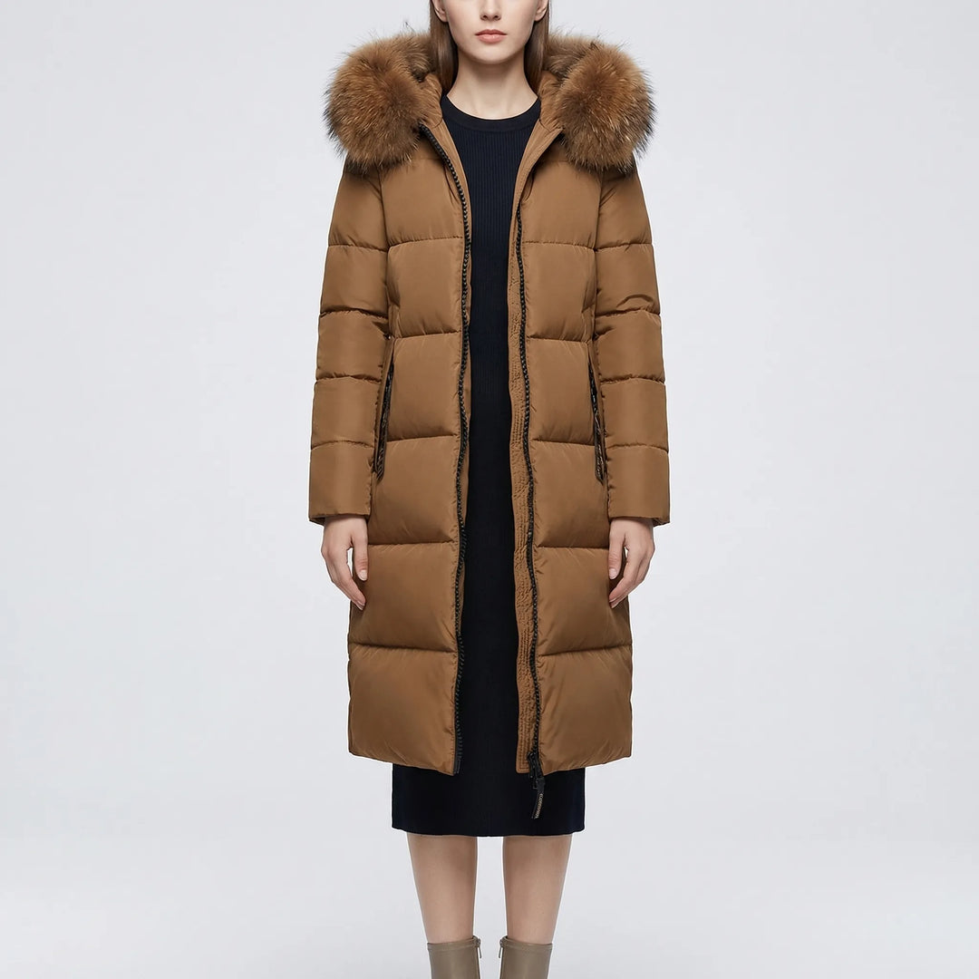 Nordelle - Long Quilted Puffer Coat With Fur-Trimmed Hood