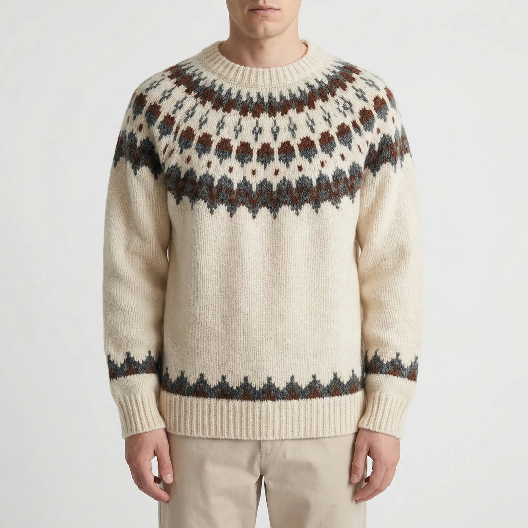 Nordrvik - Fair Isle Crewneck Pullover Sweater