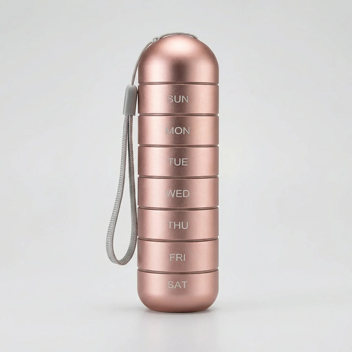 Pillova - 7-Compartment Cylindrical Weekly Pill Organizer