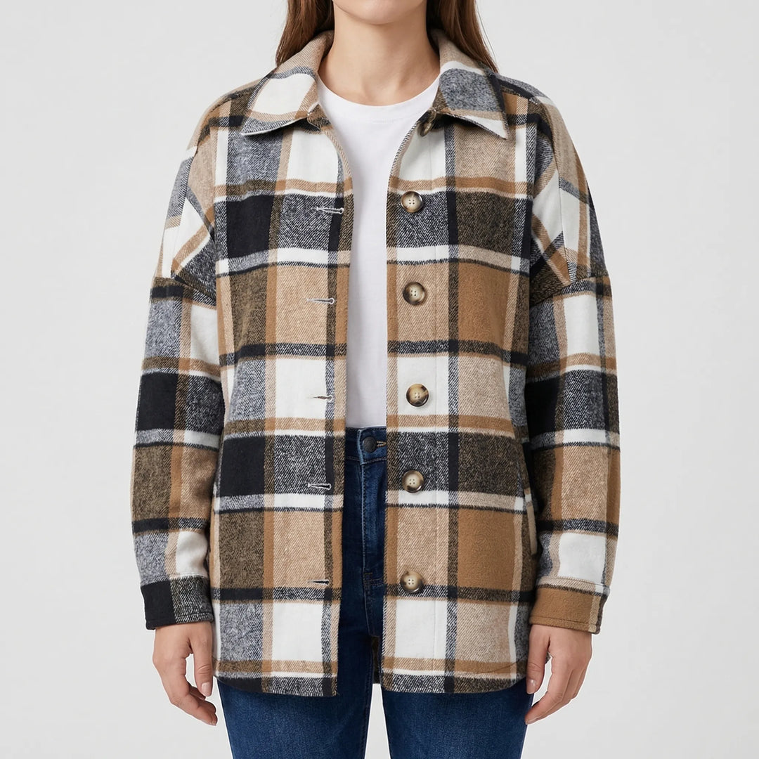 Plaidova - Relaxed Fit Plaid Shirt Jacket