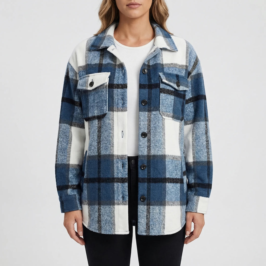 Plaidova - Relaxed Fit Plaid Shirt Jacket