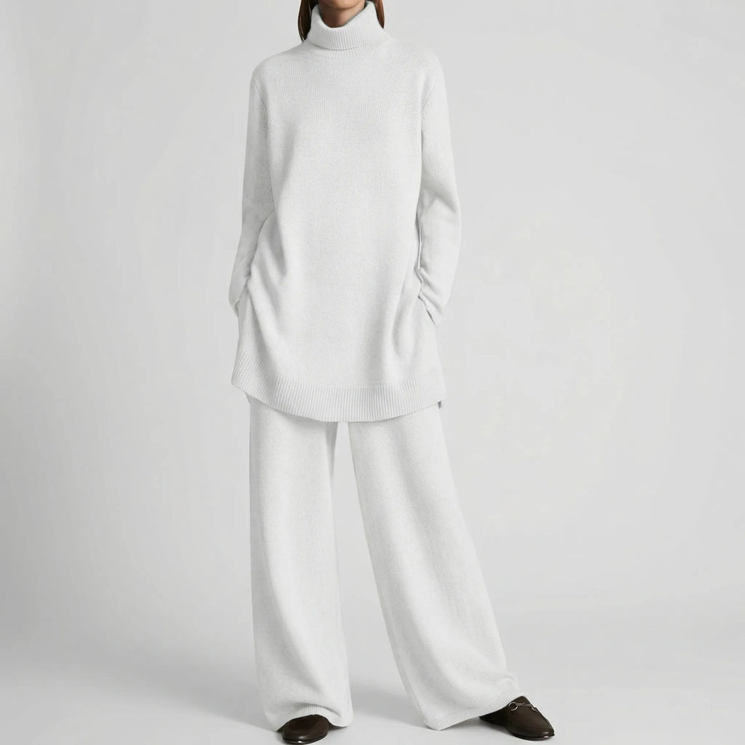 Pullova - Turtleneck Sweater And Wide-Leg Pants Set