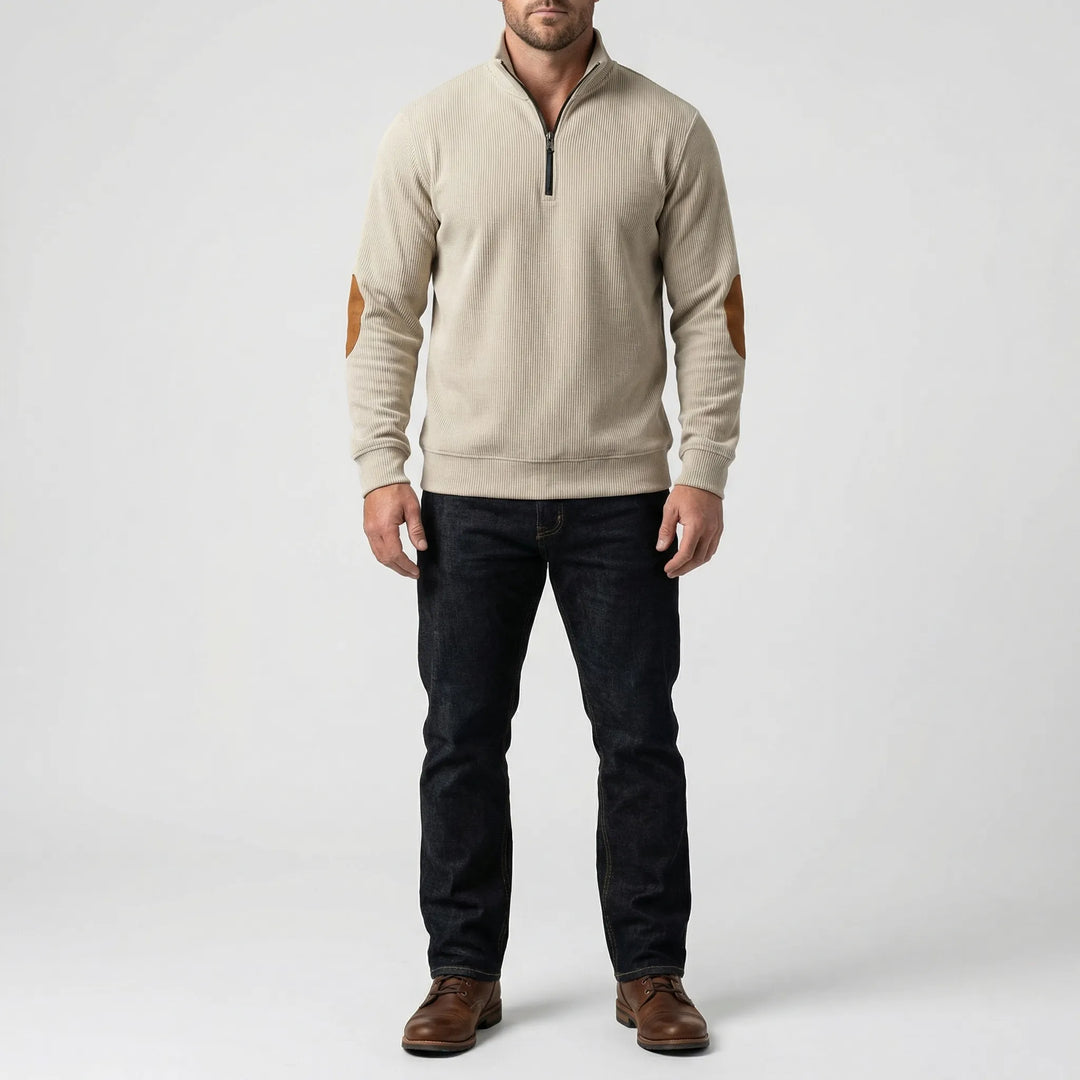 Quartzen - Quarter-Zip Ribbed Knit Pullover