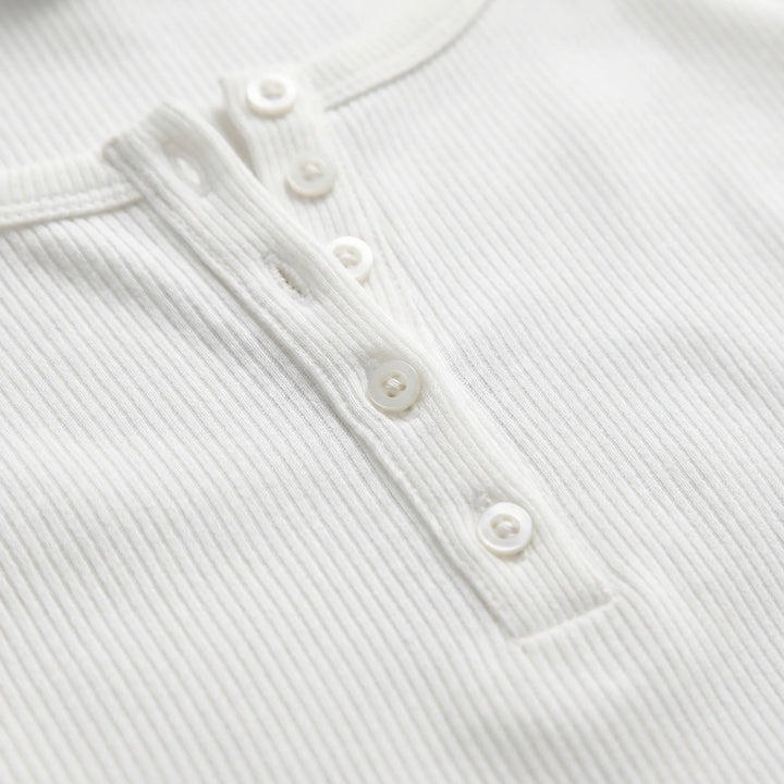 Riblyne - Ribbed Long Sleeve Henley Top