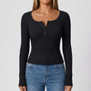 Ribbed Long Sleeve Henley Top naisille