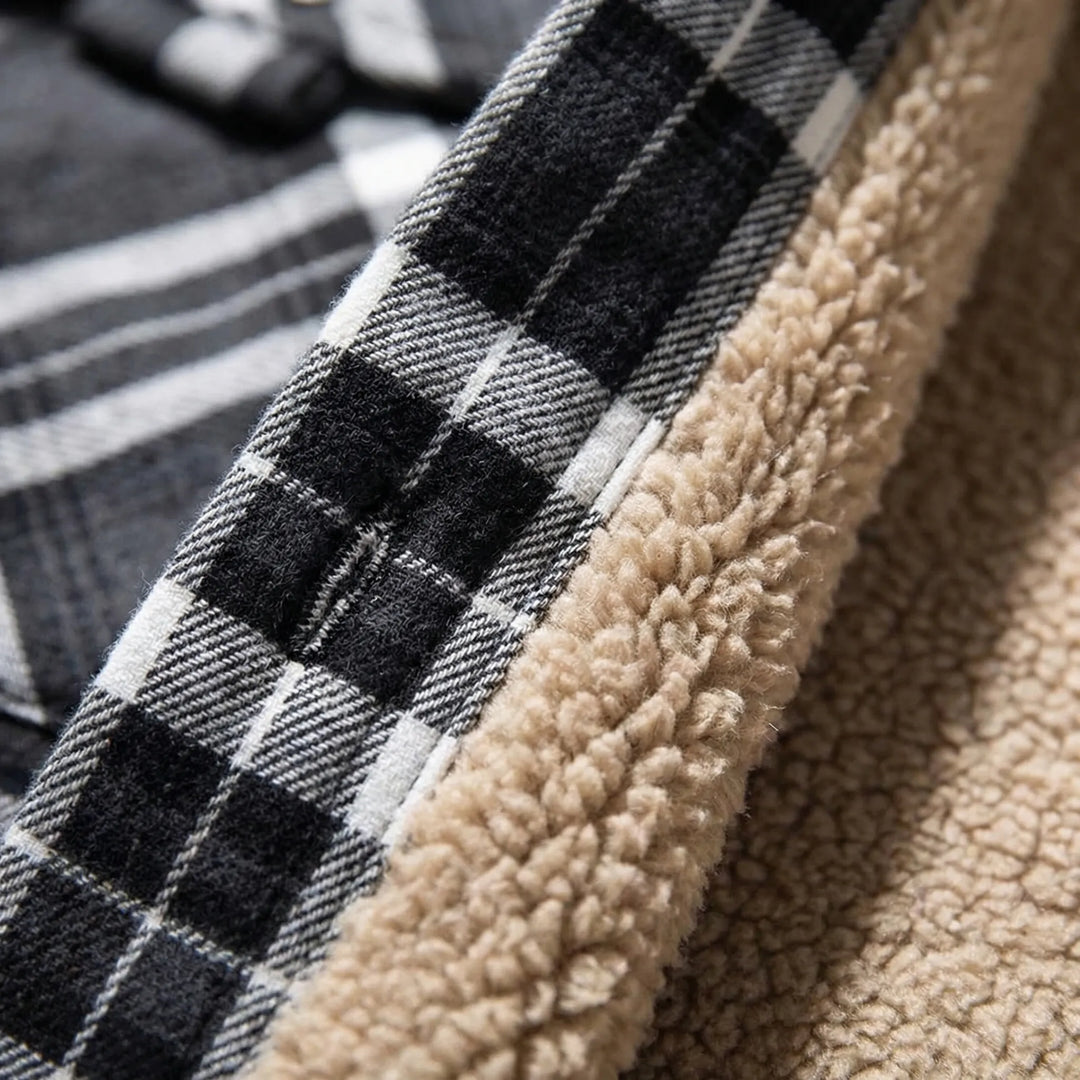 Ruggorn - Hooded Plaid Button-Down Shirt Jacket
