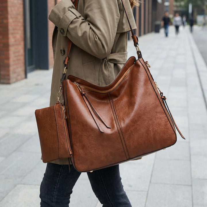 Satcheva - Spacious Hobo Shoulder Tote Bag