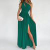 Fitted Halter-Neck Maxi Mekko Korkealla Haalarilla