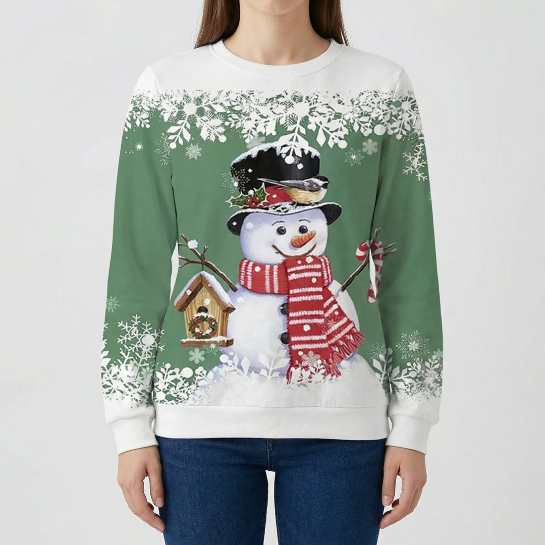 Snowvella - Graphic Snowman Crew Neck Sweatshirt