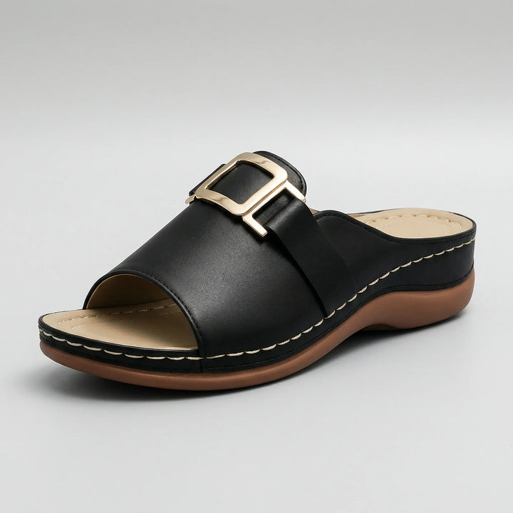 Soltrea - Open-Toe Low Wedge Slide Sandal