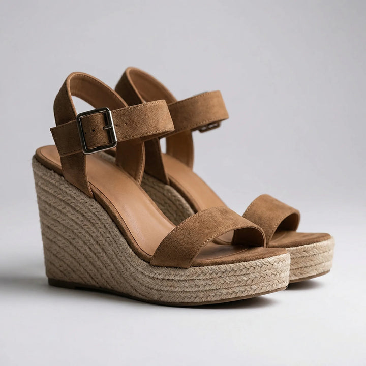 Solvena - Platform Wedge Ankle Strap Sandal