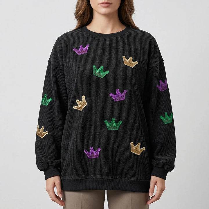 Spooklyn - Oversized Ghost Print Crewneck Sweatshirt