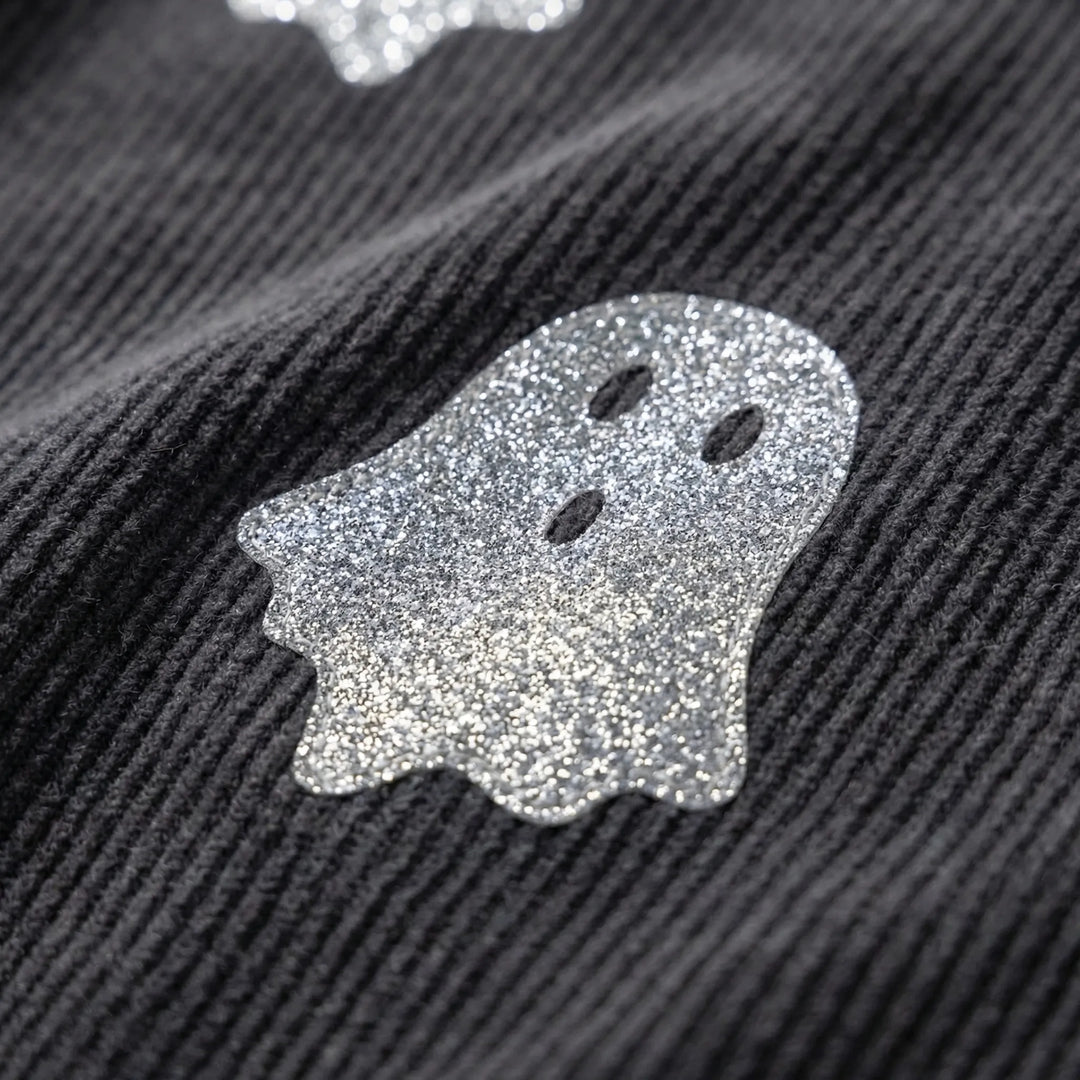Spooklyn - Oversized Ghost Print Crewneck Sweatshirt