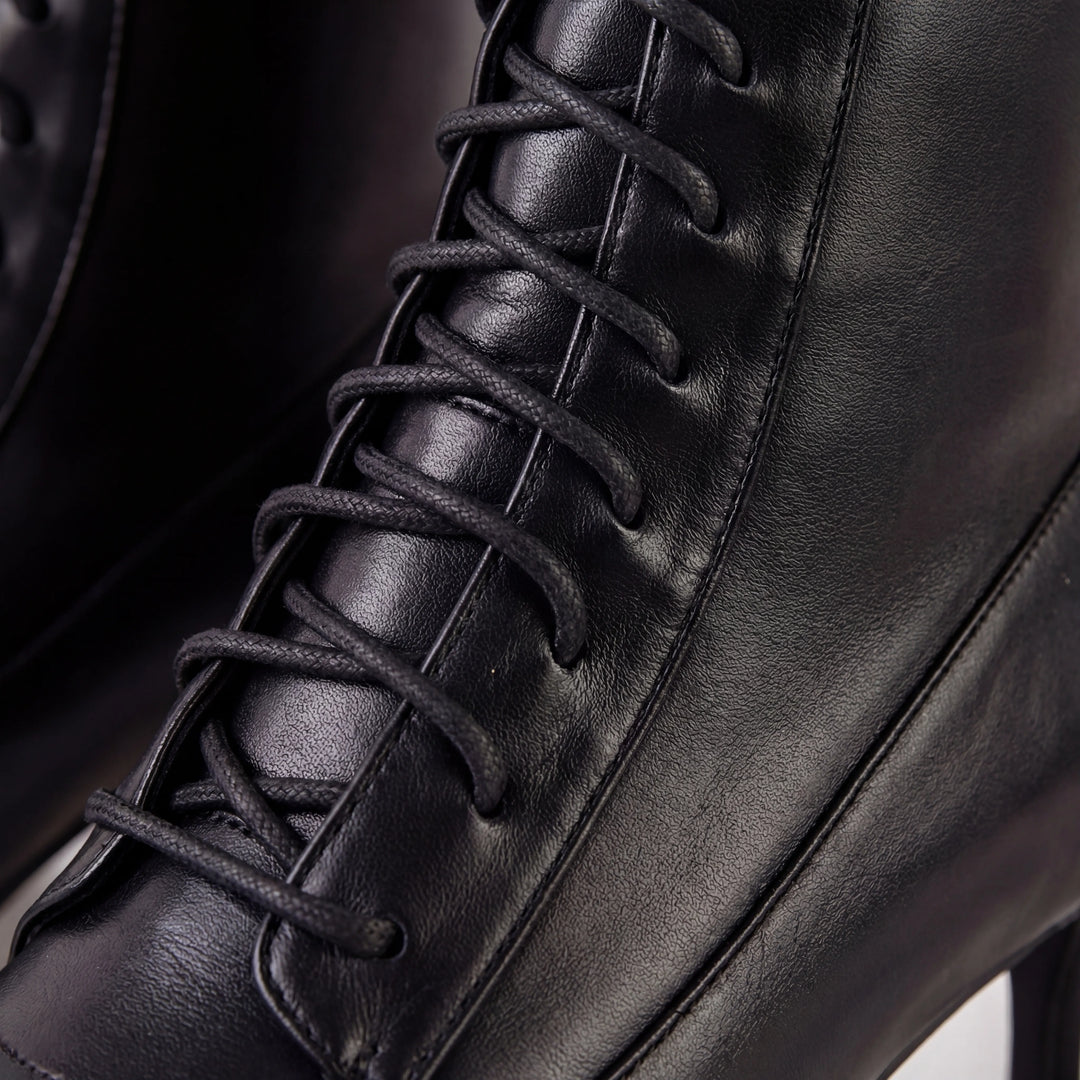 Stiltressa - Pointed Toe Lace-Up Mid-Calf Boot