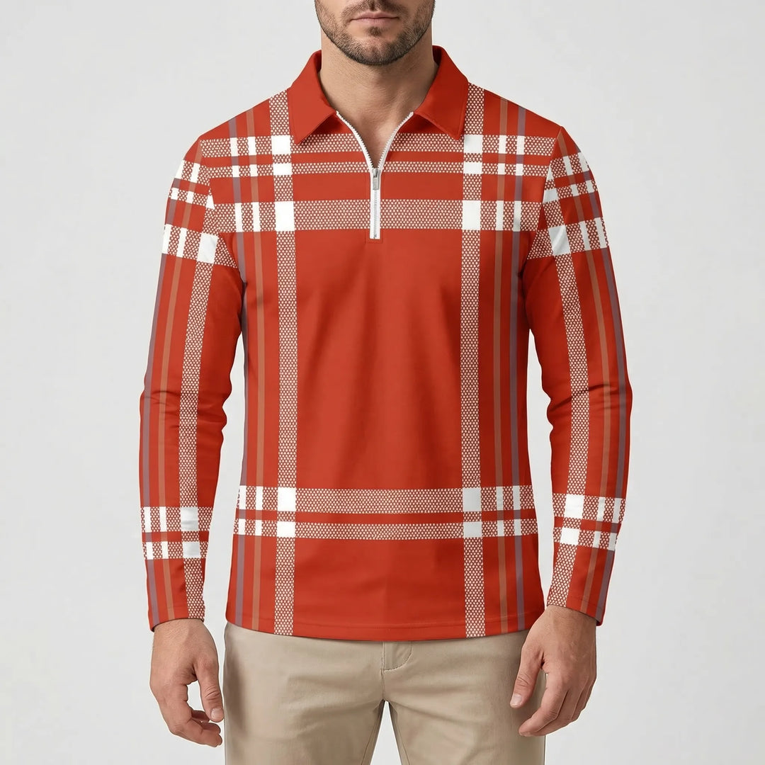 Tarnovex - Plaid Print Pullover Hoodie For Men