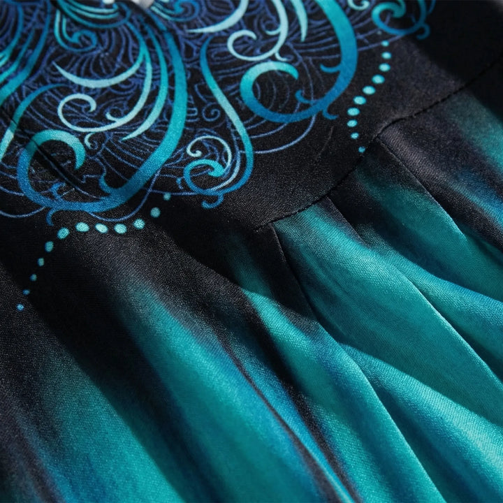 Tealvex - Ombre Gradient Midi Dress With Flared Sleeves