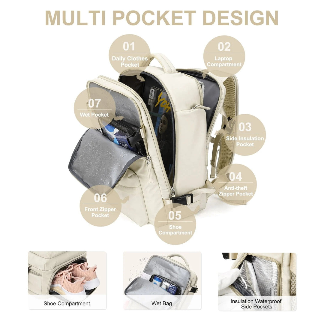 Monitoimiset naisten reppu 35 L USB-liitännällä