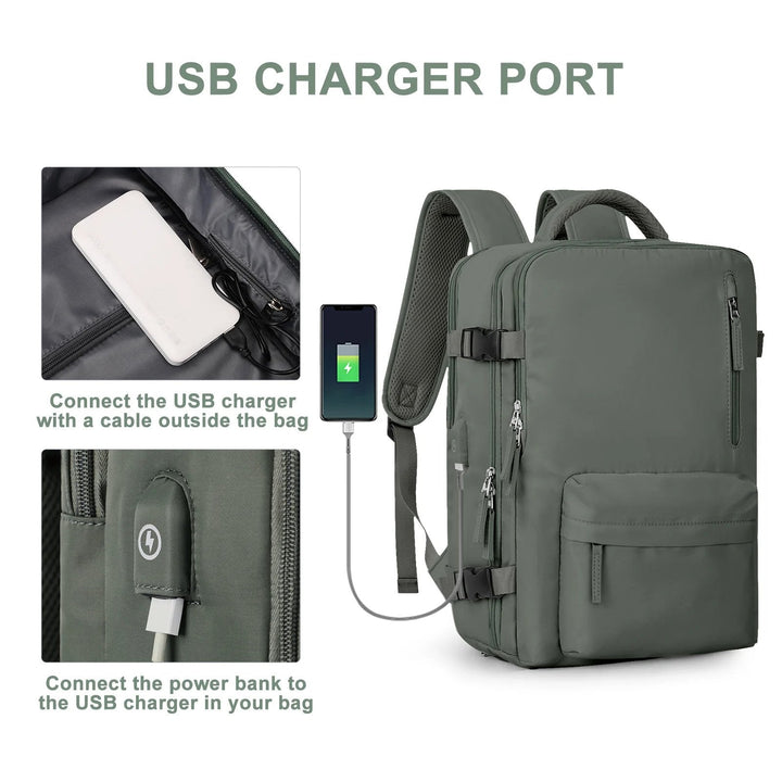 Monitoimiset naisten reppu 35 L USB-liitännällä
