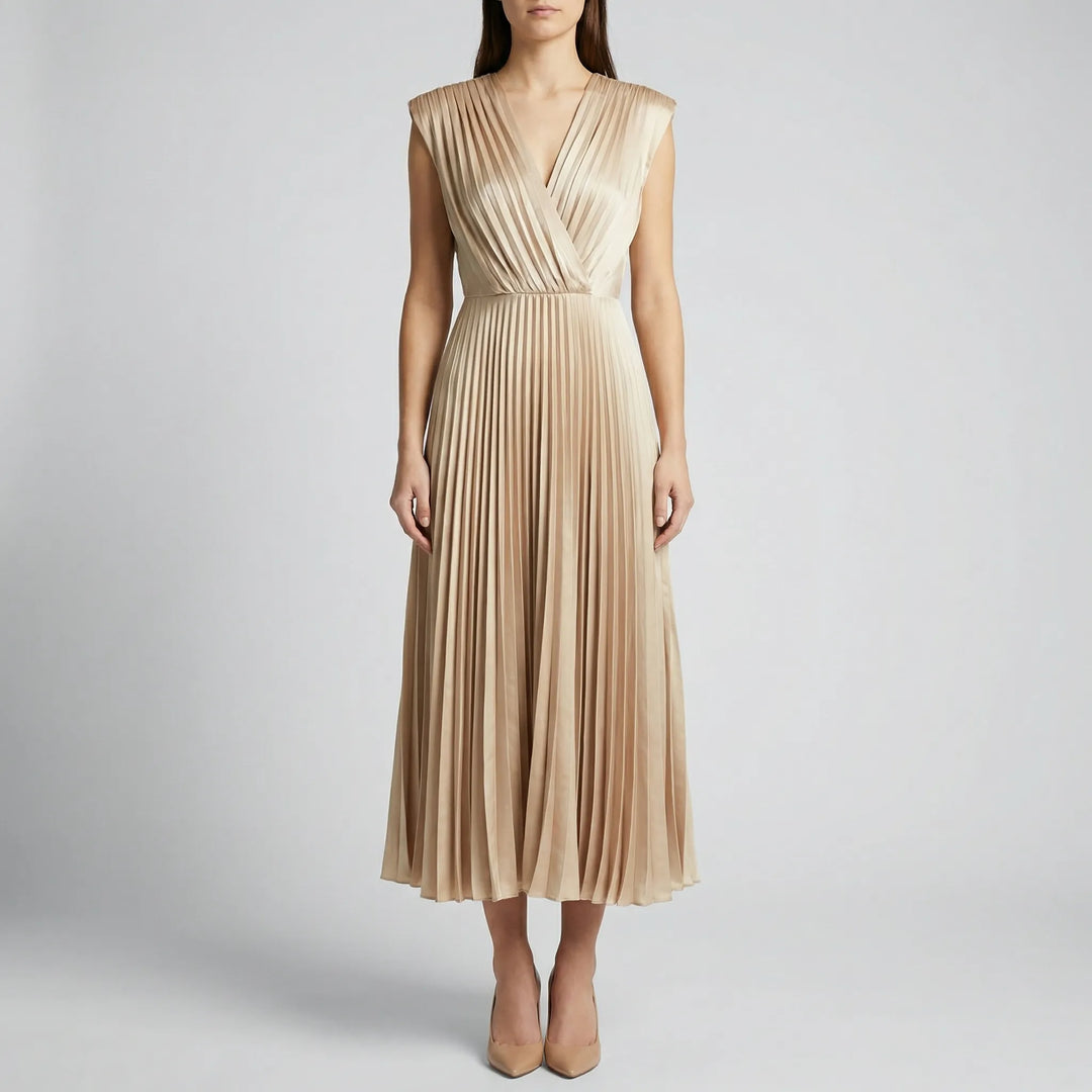 Velmira - Sleeveless Deep V-Neck Midi Dress