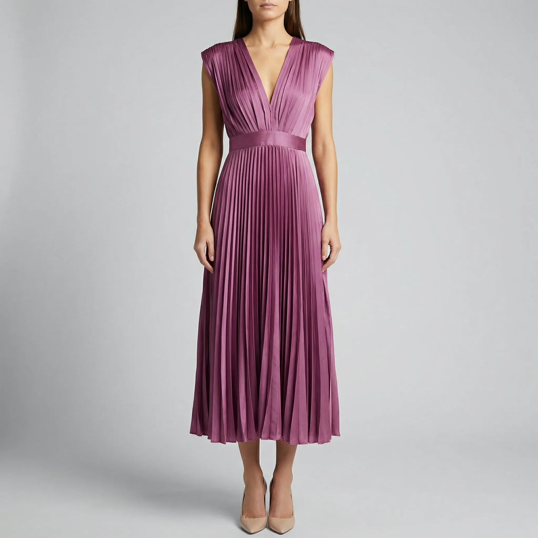 Velmira - Sleeveless Deep V-Neck Midi Dress