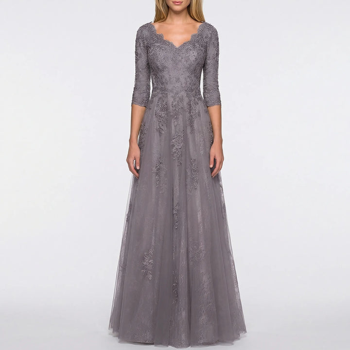 Veloryne - Floral Appliqué A-Line Formal Gown