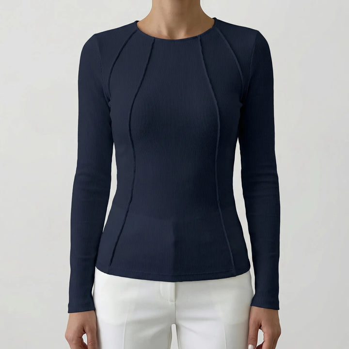 Velurne - Fitted Ribbed Long-Sleeve Crop Top