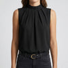 Mock-kaulablouse, jossa on verkkohihapaneelit