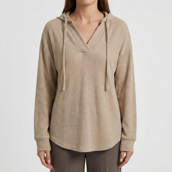 Vreluxe - Oversized V-Neck Hoodie Sweater