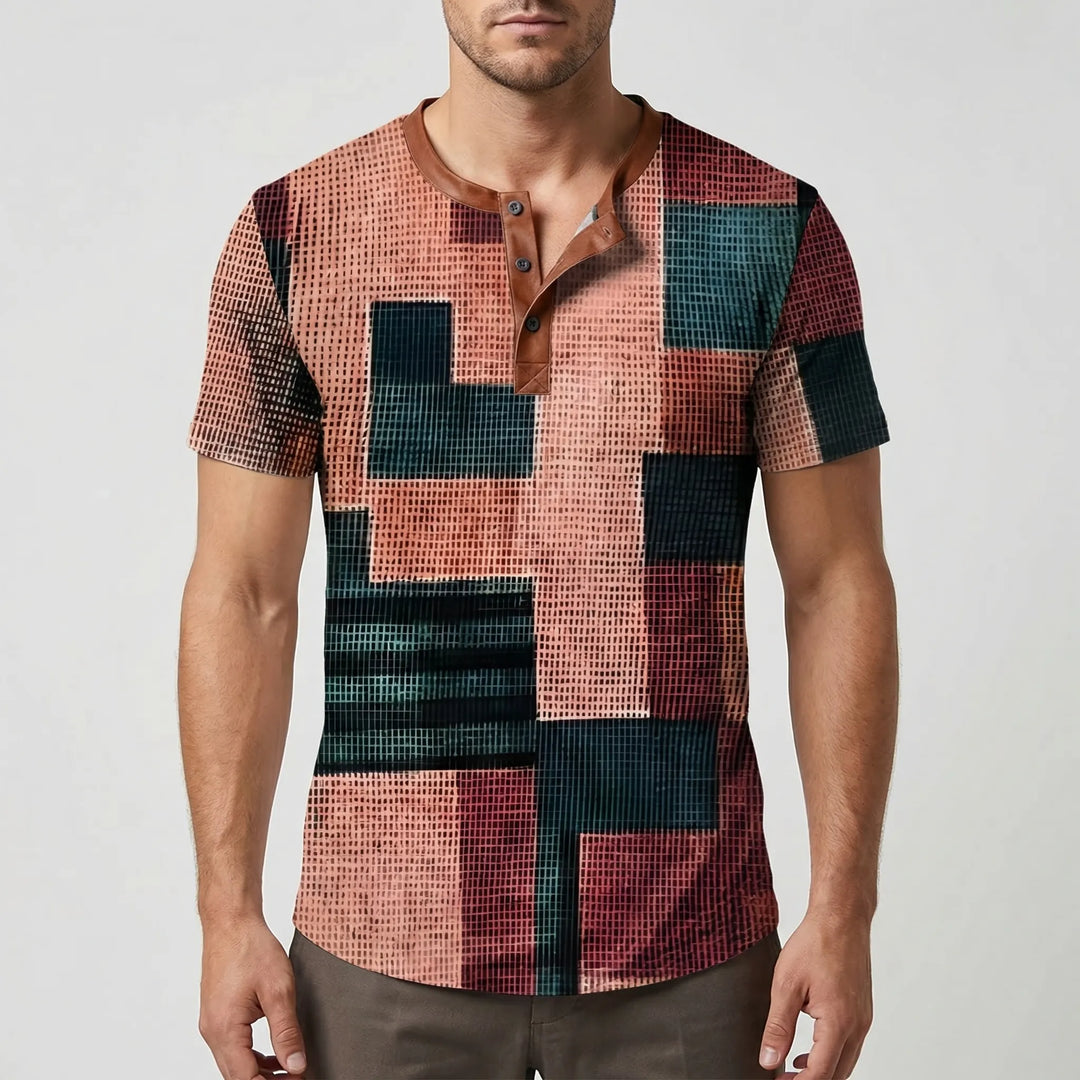 Wafflox - Colorblock Waffle Knit Short Sleeve Shirt
